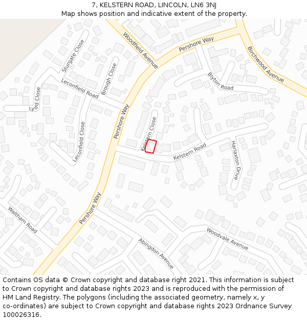 7, KELSTERN ROAD, LINCOLN, LN6 3NJ: Location map and indicative extent of plot