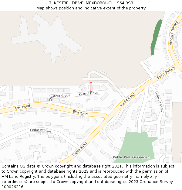 7, KESTREL DRIVE, MEXBOROUGH, S64 9SR: Location map and indicative extent of plot