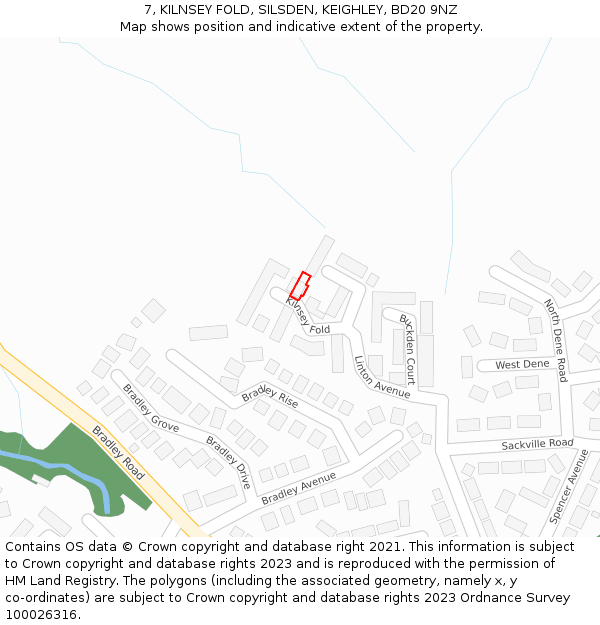 7, KILNSEY FOLD, SILSDEN, KEIGHLEY, BD20 9NZ: Location map and indicative extent of plot