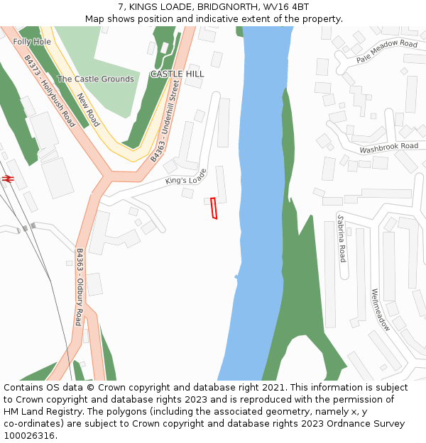 7, KINGS LOADE, BRIDGNORTH, WV16 4BT: Location map and indicative extent of plot