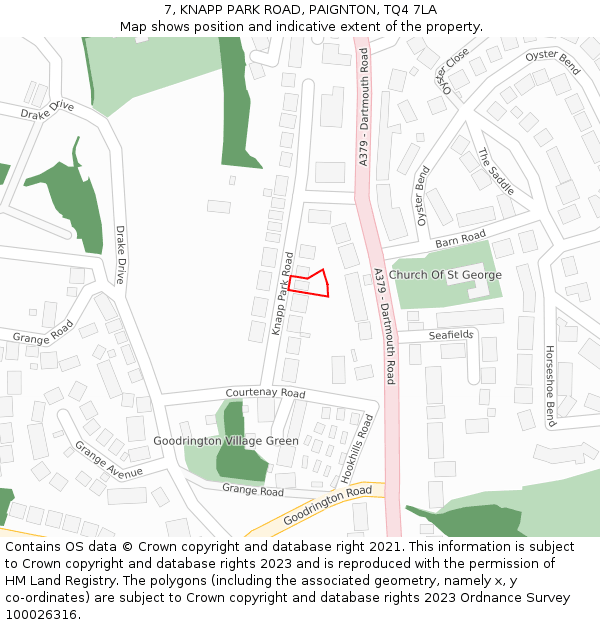 7, KNAPP PARK ROAD, PAIGNTON, TQ4 7LA: Location map and indicative extent of plot