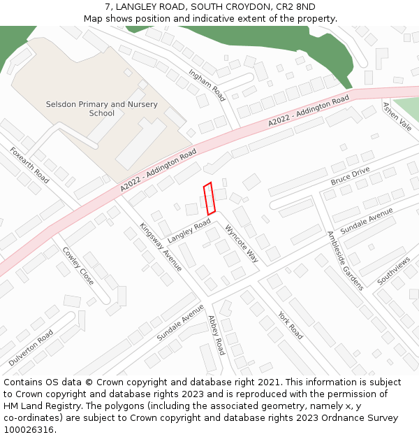 7, LANGLEY ROAD, SOUTH CROYDON, CR2 8ND: Location map and indicative extent of plot