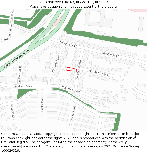 7, LANSDOWNE ROAD, PLYMOUTH, PL6 5ED: Location map and indicative extent of plot