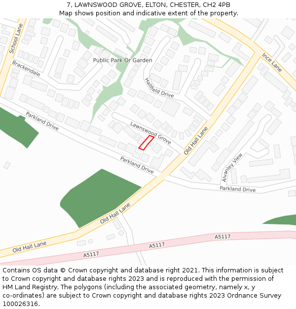 7, LAWNSWOOD GROVE, ELTON, CHESTER, CH2 4PB: Location map and indicative extent of plot