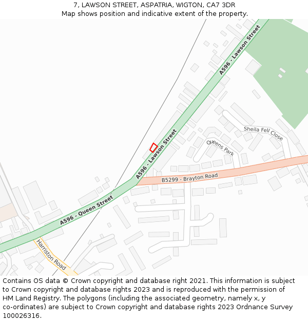7, LAWSON STREET, ASPATRIA, WIGTON, CA7 3DR: Location map and indicative extent of plot