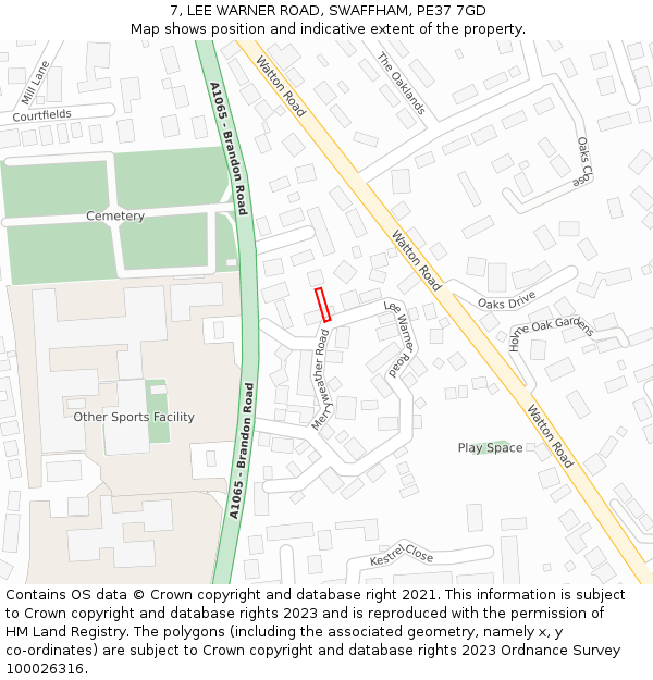 7, LEE WARNER ROAD, SWAFFHAM, PE37 7GD: Location map and indicative extent of plot
