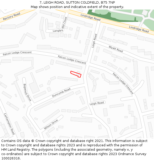7, LEIGH ROAD, SUTTON COLDFIELD, B75 7NP: Location map and indicative extent of plot