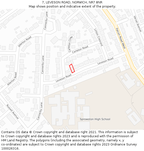 7, LEVESON ROAD, NORWICH, NR7 8NR: Location map and indicative extent of plot