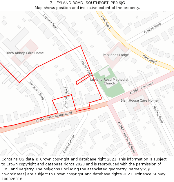 7, LEYLAND ROAD, SOUTHPORT, PR9 9JG: Location map and indicative extent of plot