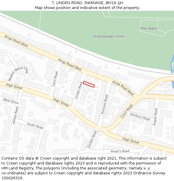 7, LINDEN ROAD, SWANAGE, BH19 1JH: Location map and indicative extent of plot