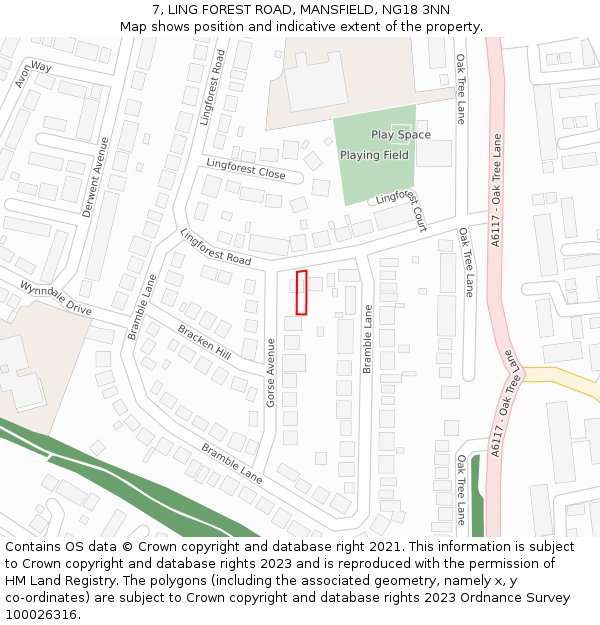 7, LING FOREST ROAD, MANSFIELD, NG18 3NN: Location map and indicative extent of plot