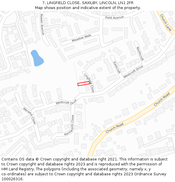 7, LINGFIELD CLOSE, SAXILBY, LINCOLN, LN1 2FR: Location map and indicative extent of plot