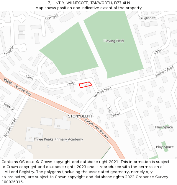 7, LINTLY, WILNECOTE, TAMWORTH, B77 4LN: Location map and indicative extent of plot