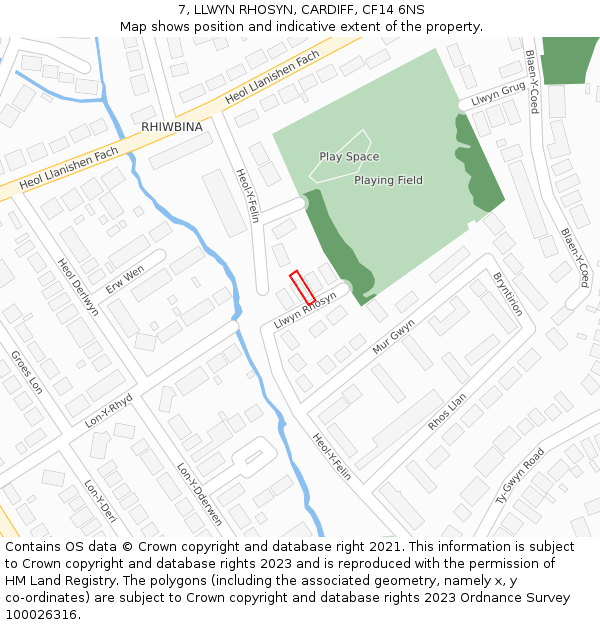 7, LLWYN RHOSYN, CARDIFF, CF14 6NS: Location map and indicative extent of plot