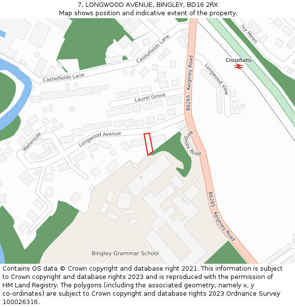 7, LONGWOOD AVENUE, BINGLEY, BD16 2RX: Location map and indicative extent of plot