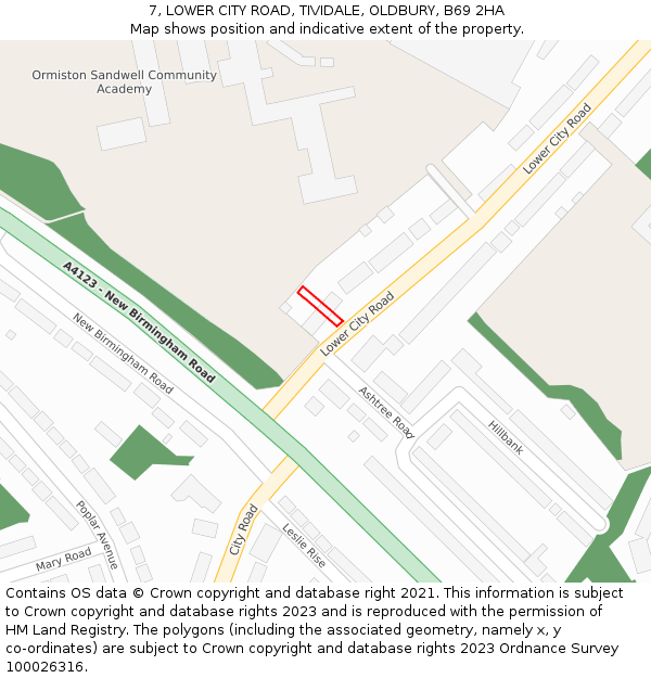 7, LOWER CITY ROAD, TIVIDALE, OLDBURY, B69 2HA: Location map and indicative extent of plot