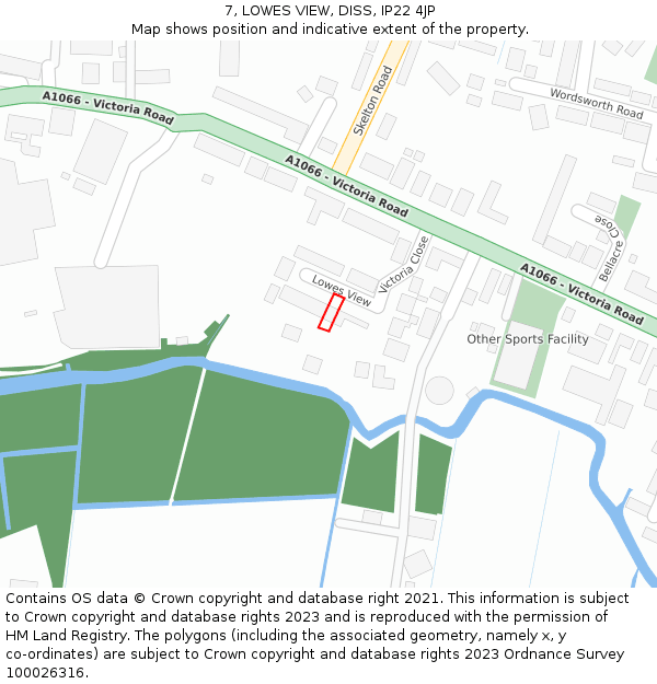 7, LOWES VIEW, DISS, IP22 4JP: Location map and indicative extent of plot