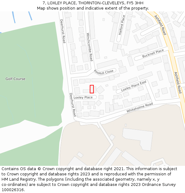 7, LOXLEY PLACE, THORNTON-CLEVELEYS, FY5 3HH: Location map and indicative extent of plot