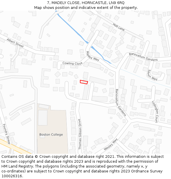7, MADELY CLOSE, HORNCASTLE, LN9 6RQ: Location map and indicative extent of plot