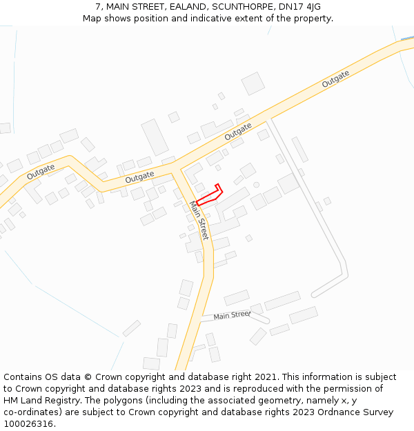 7, MAIN STREET, EALAND, SCUNTHORPE, DN17 4JG: Location map and indicative extent of plot