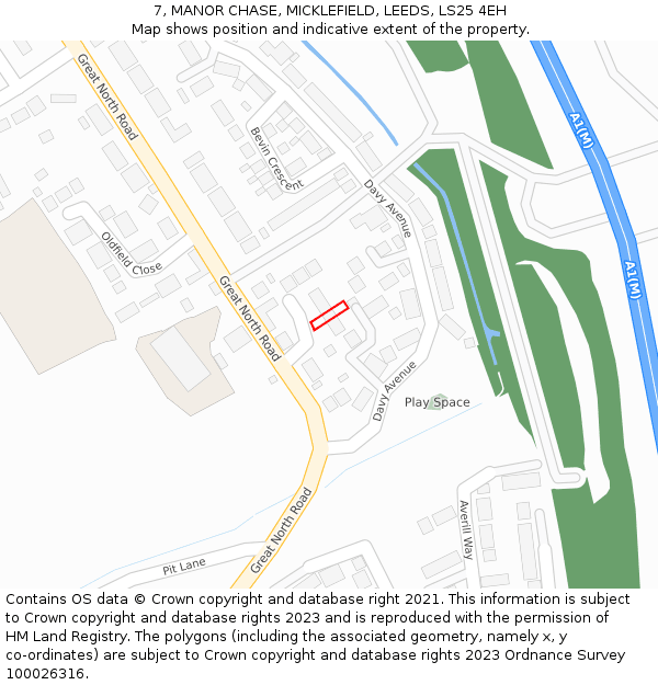 7, MANOR CHASE, MICKLEFIELD, LEEDS, LS25 4EH: Location map and indicative extent of plot
