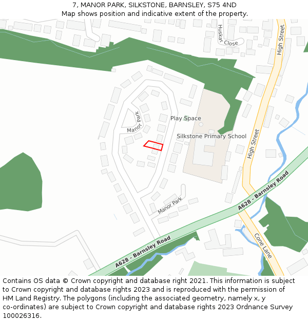 7, MANOR PARK, SILKSTONE, BARNSLEY, S75 4ND: Location map and indicative extent of plot
