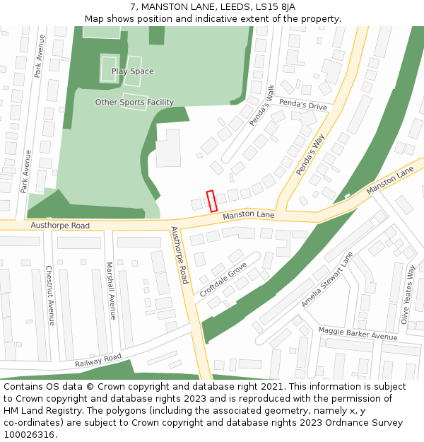 7, MANSTON LANE, LEEDS, LS15 8JA: Location map and indicative extent of plot