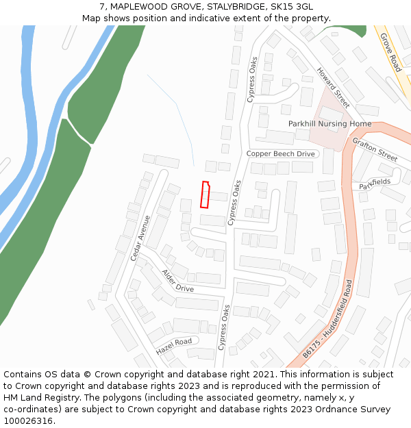 7, MAPLEWOOD GROVE, STALYBRIDGE, SK15 3GL: Location map and indicative extent of plot