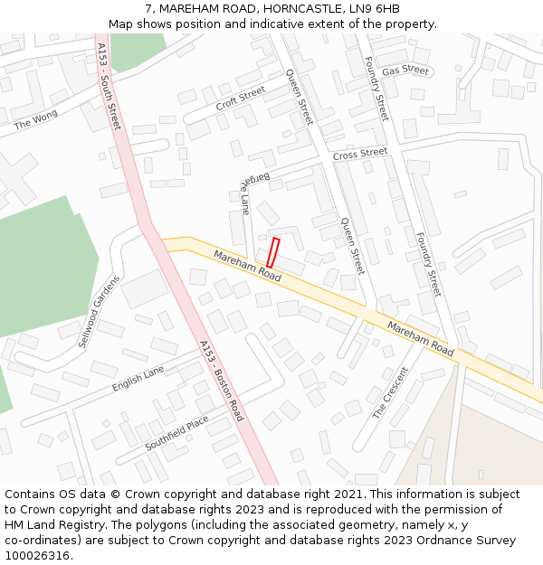 7, MAREHAM ROAD, HORNCASTLE, LN9 6HB: Location map and indicative extent of plot