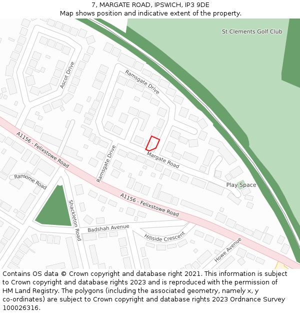 7, MARGATE ROAD, IPSWICH, IP3 9DE: Location map and indicative extent of plot