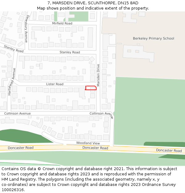 7, MARSDEN DRIVE, SCUNTHORPE, DN15 8AD: Location map and indicative extent of plot