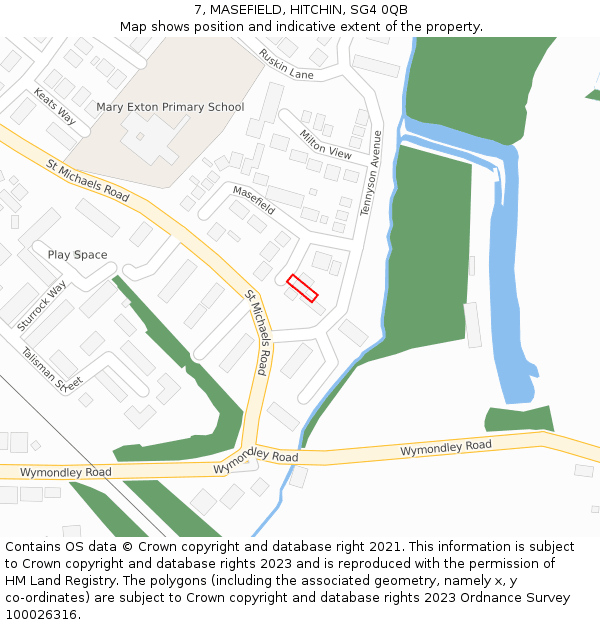 7, MASEFIELD, HITCHIN, SG4 0QB: Location map and indicative extent of plot