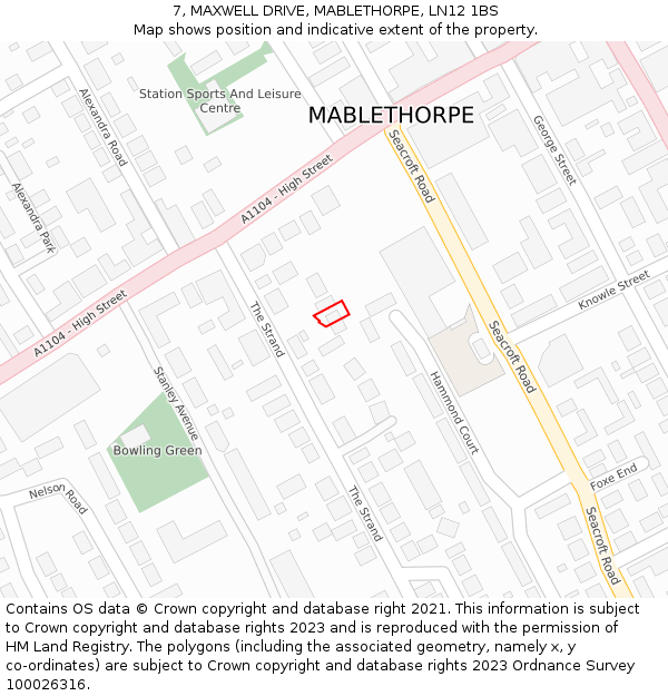 7, MAXWELL DRIVE, MABLETHORPE, LN12 1BS: Location map and indicative extent of plot