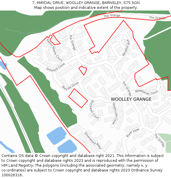 7, MAYDAL DRIVE, WOOLLEY GRANGE, BARNSLEY, S75 5GN: Location map and indicative extent of plot