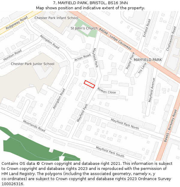 7, MAYFIELD PARK, BRISTOL, BS16 3NN: Location map and indicative extent of plot