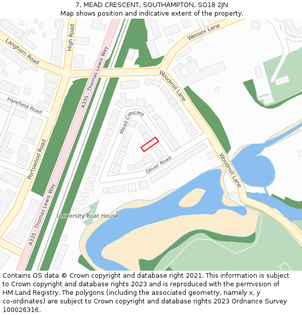 7, MEAD CRESCENT, SOUTHAMPTON, SO18 2JN: Location map and indicative extent of plot
