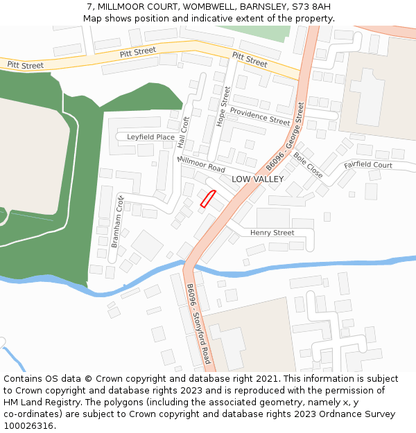 7, MILLMOOR COURT, WOMBWELL, BARNSLEY, S73 8AH: Location map and indicative extent of plot