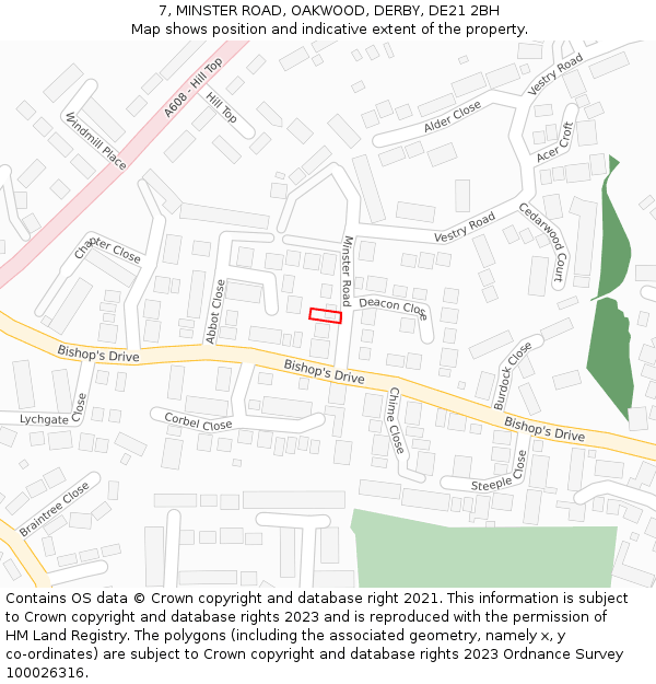 7, MINSTER ROAD, OAKWOOD, DERBY, DE21 2BH: Location map and indicative extent of plot