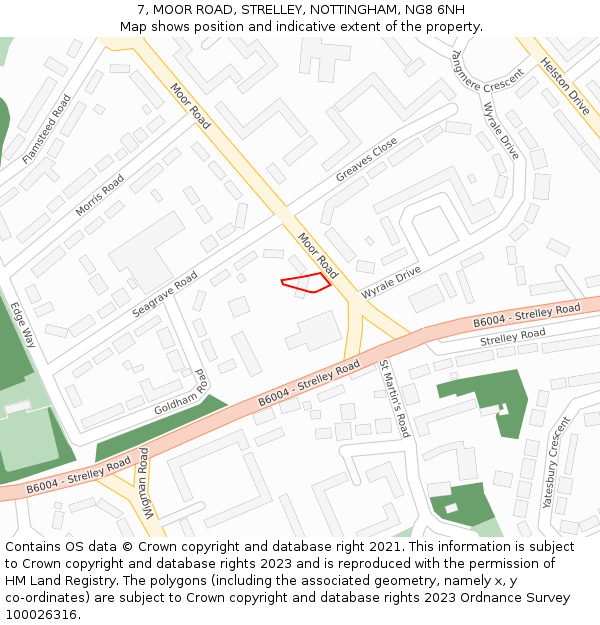7, MOOR ROAD, STRELLEY, NOTTINGHAM, NG8 6NH: Location map and indicative extent of plot