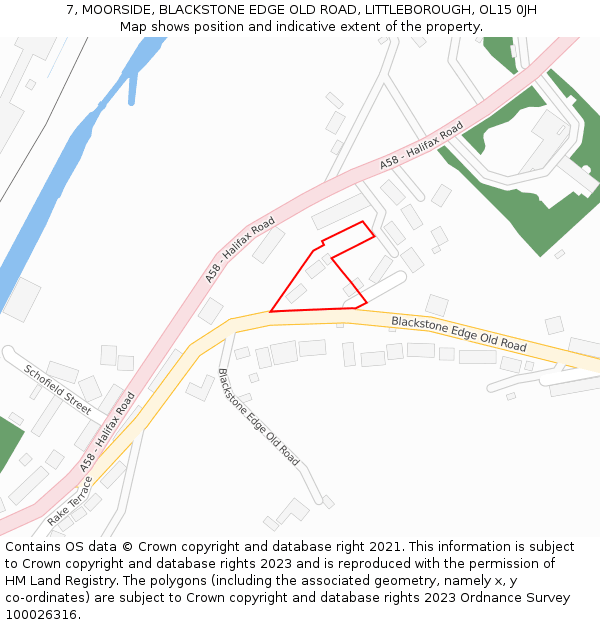 7, MOORSIDE, BLACKSTONE EDGE OLD ROAD, LITTLEBOROUGH, OL15 0JH: Location map and indicative extent of plot