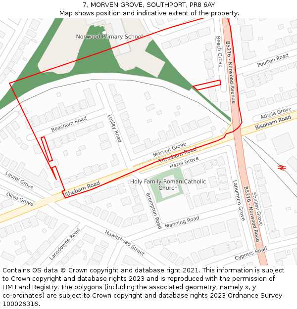 7, MORVEN GROVE, SOUTHPORT, PR8 6AY: Location map and indicative extent of plot