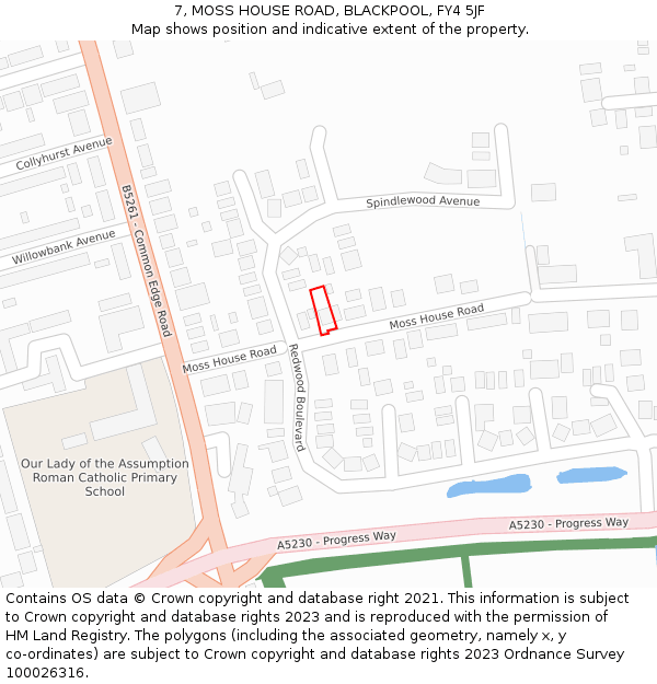 7, MOSS HOUSE ROAD, BLACKPOOL, FY4 5JF: Location map and indicative extent of plot
