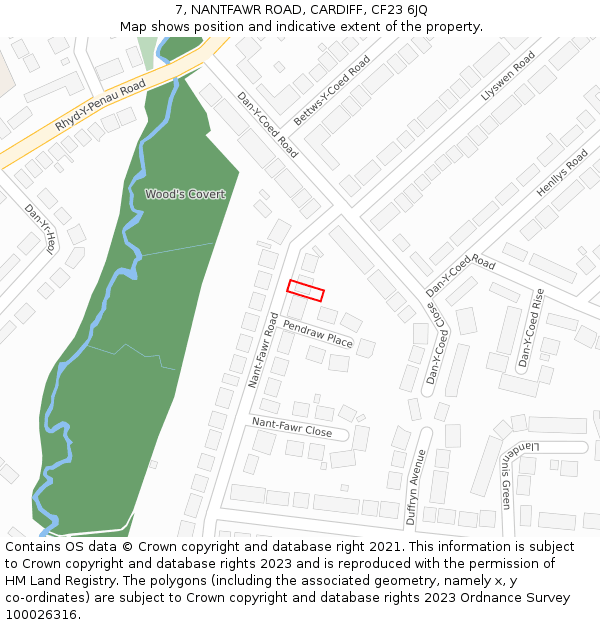 7, NANTFAWR ROAD, CARDIFF, CF23 6JQ: Location map and indicative extent of plot