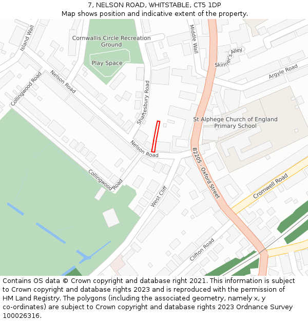 7, NELSON ROAD, WHITSTABLE, CT5 1DP: Location map and indicative extent of plot