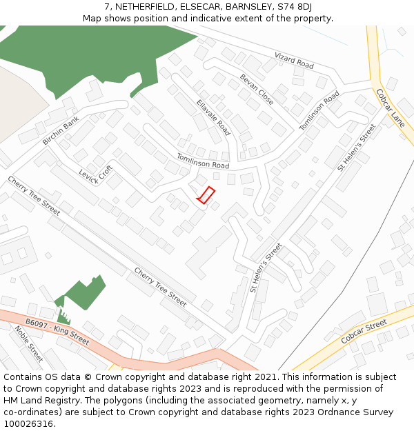 7, NETHERFIELD, ELSECAR, BARNSLEY, S74 8DJ: Location map and indicative extent of plot