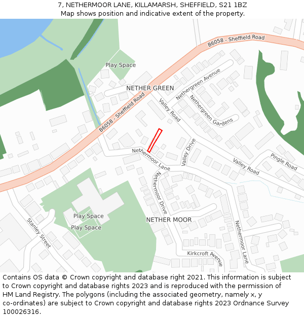 7, NETHERMOOR LANE, KILLAMARSH, SHEFFIELD, S21 1BZ: Location map and indicative extent of plot
