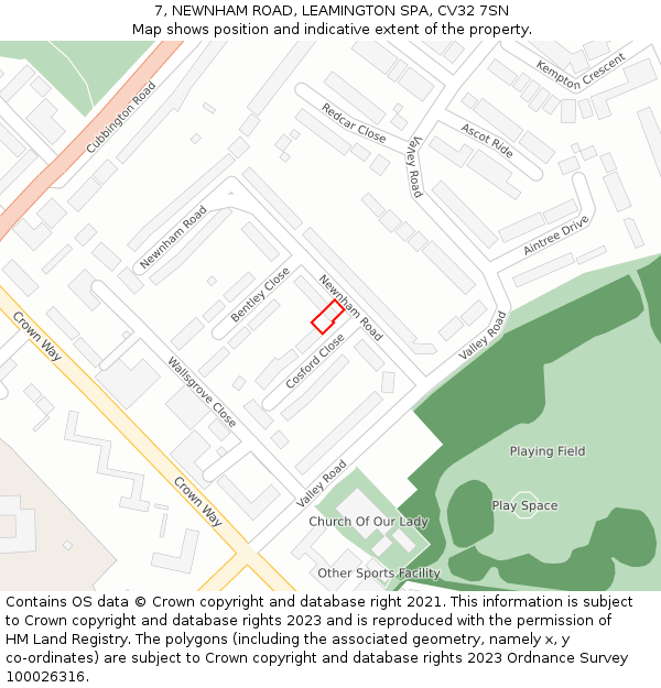 7, NEWNHAM ROAD, LEAMINGTON SPA, CV32 7SN: Location map and indicative extent of plot