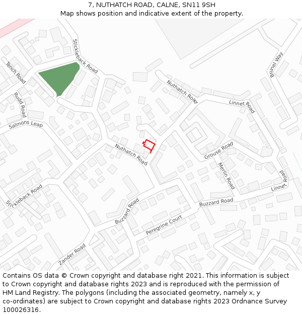 7, NUTHATCH ROAD, CALNE, SN11 9SH: Location map and indicative extent of plot