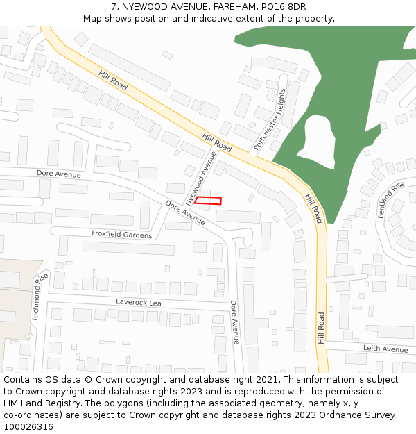 7, NYEWOOD AVENUE, FAREHAM, PO16 8DR: Location map and indicative extent of plot