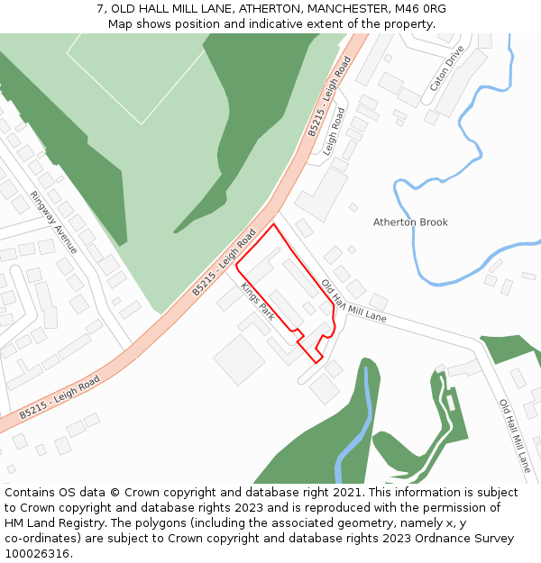7, OLD HALL MILL LANE, ATHERTON, MANCHESTER, M46 0RG: Location map and indicative extent of plot